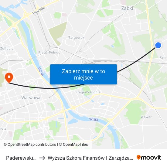 Paderewskiego 01 to Wyższa Szkoła Finansów I Zarządzania W Warszawie map