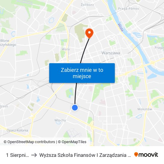 1 Sierpnia 03 to Wyższa Szkoła Finansów I Zarządzania W Warszawie map