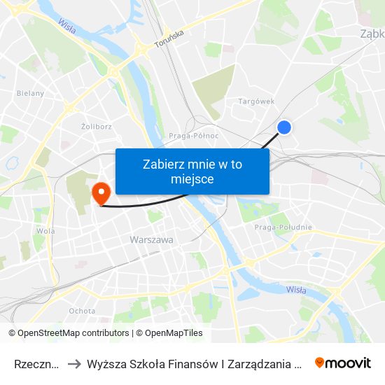 Rzeczna 01 to Wyższa Szkoła Finansów I Zarządzania W Warszawie map