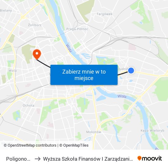 Poligonowa 01 to Wyższa Szkoła Finansów I Zarządzania W Warszawie map