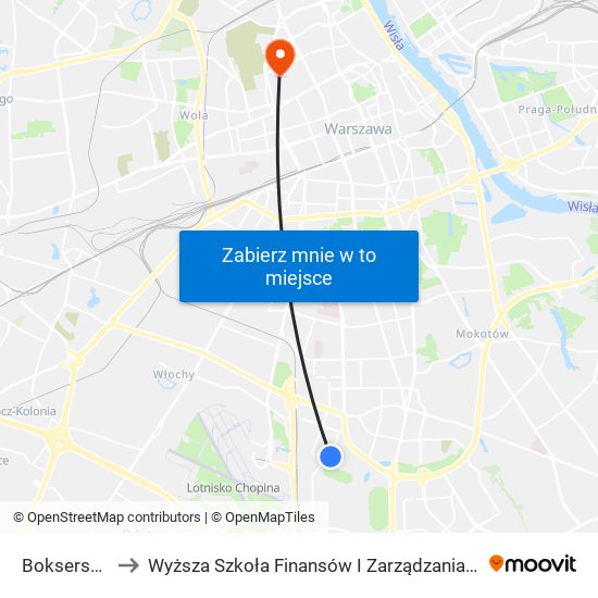 Bokserska to Wyższa Szkoła Finansów I Zarządzania W Warszawie map