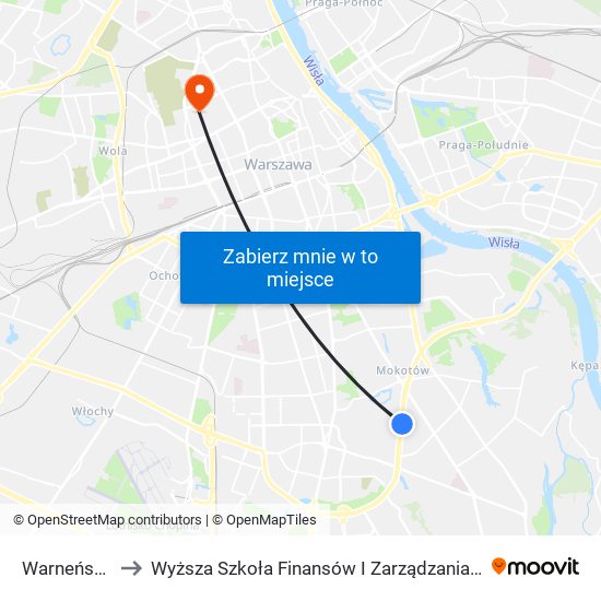 Warneńska 02 to Wyższa Szkoła Finansów I Zarządzania W Warszawie map