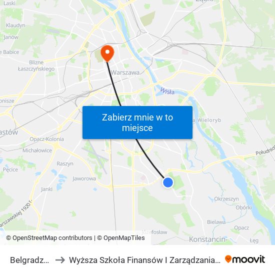 Belgradzka 04 to Wyższa Szkoła Finansów I Zarządzania W Warszawie map