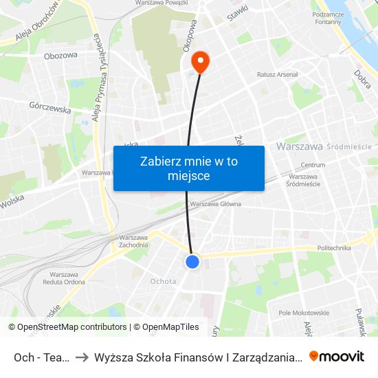 Och-Teatr to Wyższa Szkoła Finansów I Zarządzania W Warszawie map