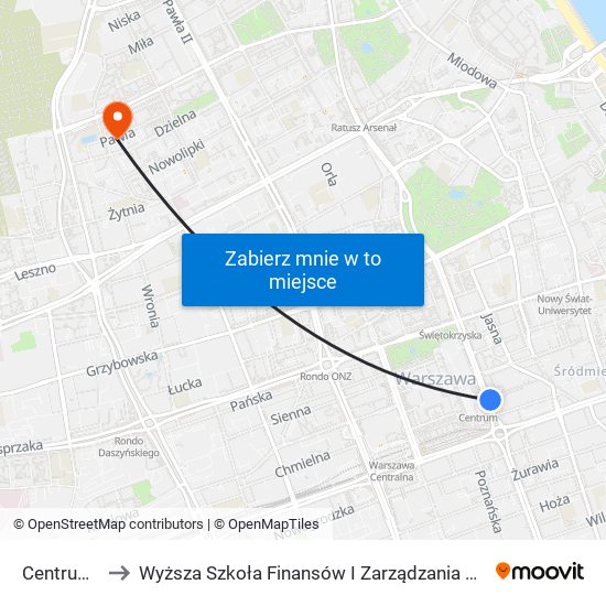 Centrum 04 to Wyższa Szkoła Finansów I Zarządzania W Warszawie map