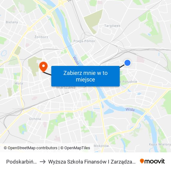 Podskarbińska 04 to Wyższa Szkoła Finansów I Zarządzania W Warszawie map