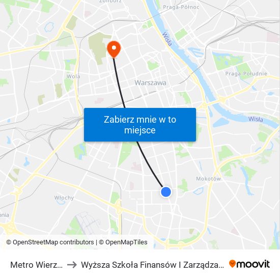 Metro Wierzbno 01 to Wyższa Szkoła Finansów I Zarządzania W Warszawie map