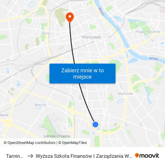 Tarniny to Wyższa Szkoła Finansów I Zarządzania W Warszawie map