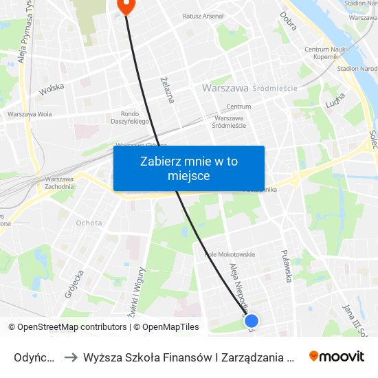 Odyńca 02 to Wyższa Szkoła Finansów I Zarządzania W Warszawie map