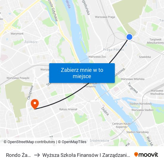 Rondo Żaba 05 to Wyższa Szkoła Finansów I Zarządzania W Warszawie map