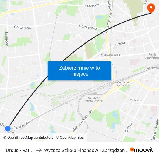 Ursus - Ratusz 05 to Wyższa Szkoła Finansów I Zarządzania W Warszawie map