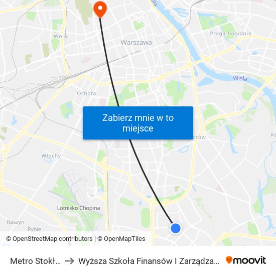 Metro Stokłosy 02 to Wyższa Szkoła Finansów I Zarządzania W Warszawie map