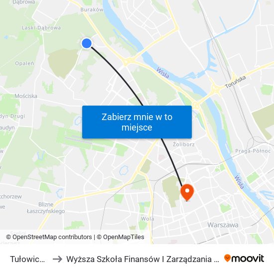 Tułowicka 01 to Wyższa Szkoła Finansów I Zarządzania W Warszawie map