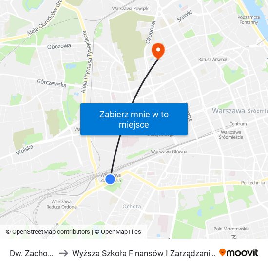 Dw. Zachodni 03 to Wyższa Szkoła Finansów I Zarządzania W Warszawie map