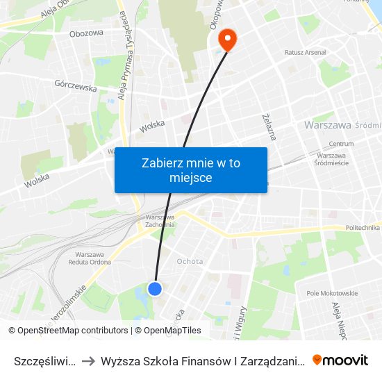 Szczęśliwice 01 to Wyższa Szkoła Finansów I Zarządzania W Warszawie map