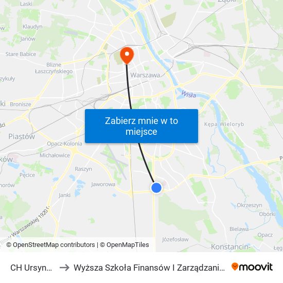 CH Ursynów 04 to Wyższa Szkoła Finansów I Zarządzania W Warszawie map