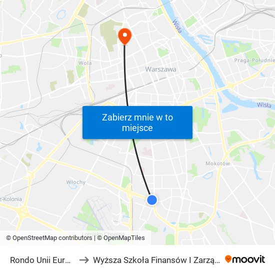 Rondo Unii Europejskiej 02 to Wyższa Szkoła Finansów I Zarządzania W Warszawie map