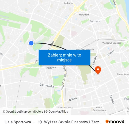 Hala Sportowa Bemowo 03 to Wyższa Szkoła Finansów I Zarządzania W Warszawie map