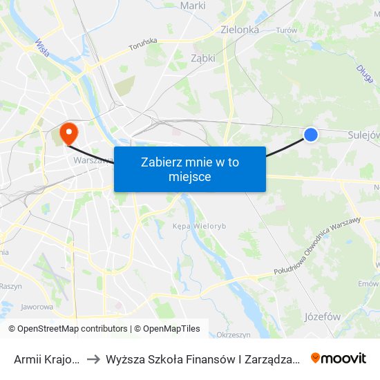 Armii Krajowej 05 to Wyższa Szkoła Finansów I Zarządzania W Warszawie map