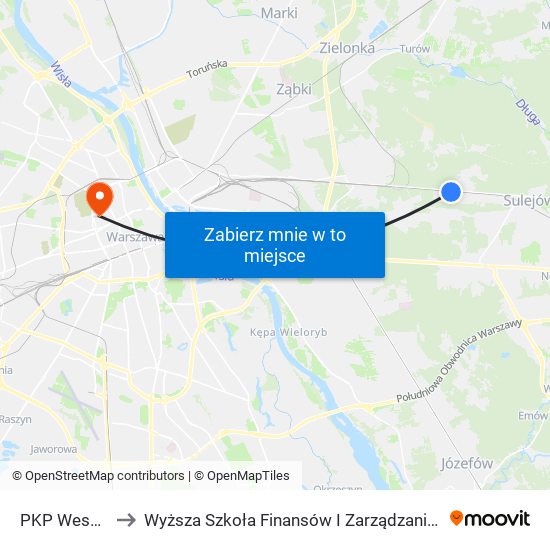 PKP Wesoła 01 to Wyższa Szkoła Finansów I Zarządzania W Warszawie map