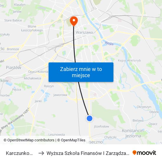 Karczunkowska 02 to Wyższa Szkoła Finansów I Zarządzania W Warszawie map