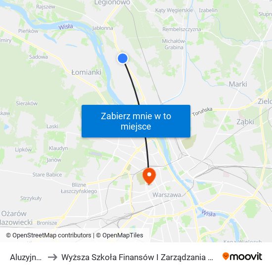 Aluzyjna 02 to Wyższa Szkoła Finansów I Zarządzania W Warszawie map