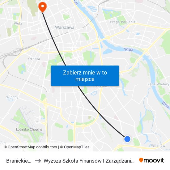 Branickiego 02 to Wyższa Szkoła Finansów I Zarządzania W Warszawie map