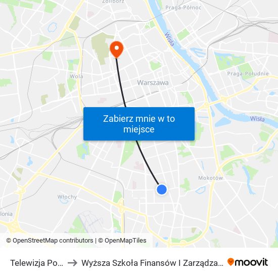 Telewizja Polska 01 to Wyższa Szkoła Finansów I Zarządzania W Warszawie map