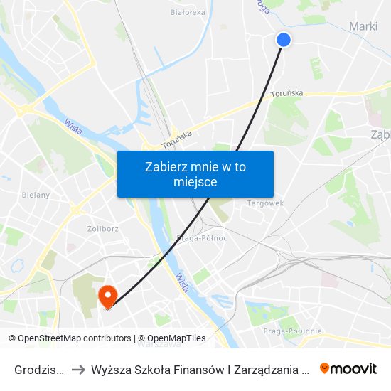 Grodzisk 01 to Wyższa Szkoła Finansów I Zarządzania W Warszawie map