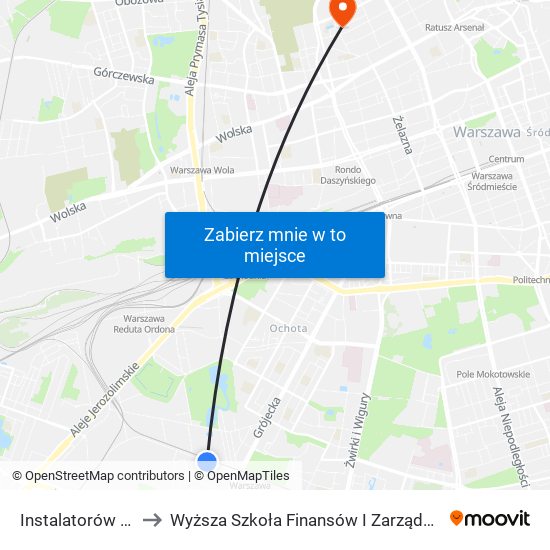 Instalatorów - Kam 01 to Wyższa Szkoła Finansów I Zarządzania W Warszawie map