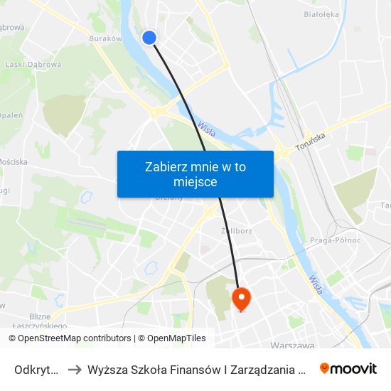 Odkryta 01 to Wyższa Szkoła Finansów I Zarządzania W Warszawie map