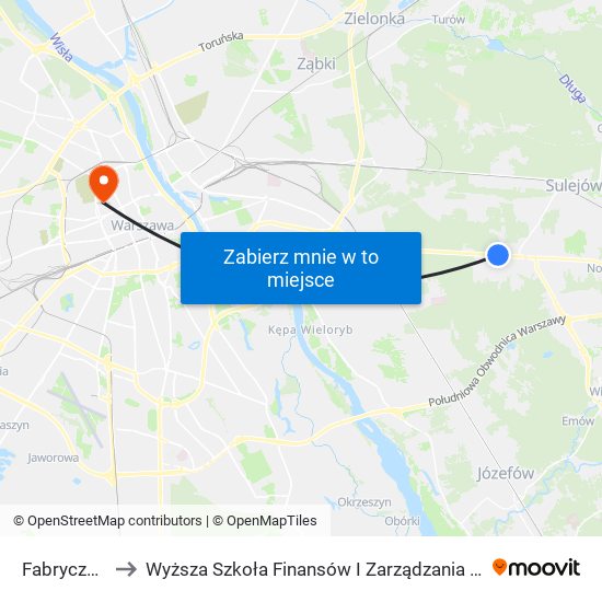 Fabryczna 01 to Wyższa Szkoła Finansów I Zarządzania W Warszawie map