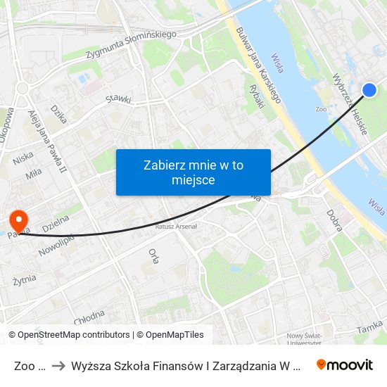 Zoo 02 to Wyższa Szkoła Finansów I Zarządzania W Warszawie map