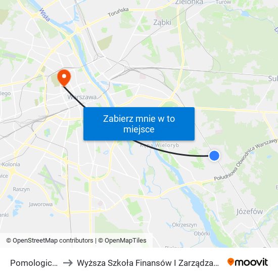 Pomologiczna 01 to Wyższa Szkoła Finansów I Zarządzania W Warszawie map