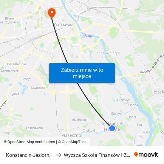 Konstancin-Jeziorna Sobieskiego to Wyższa Szkoła Finansów I Zarządzania W Warszawie map