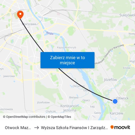 Otwock Mazurska 02 to Wyższa Szkoła Finansów I Zarządzania W Warszawie map