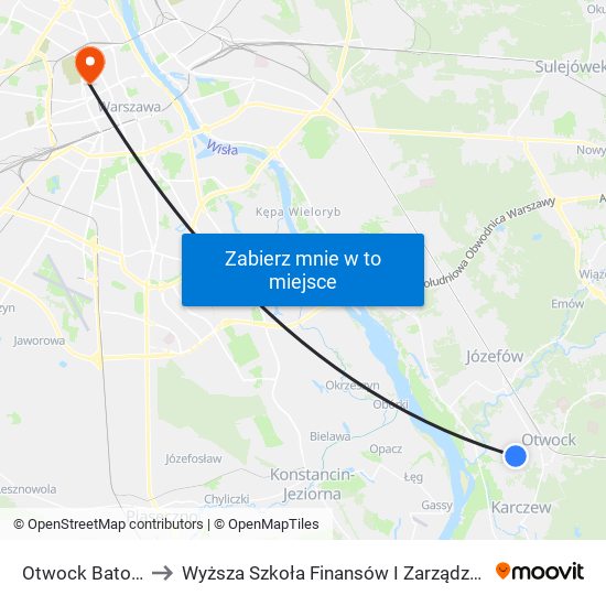 Otwock Batorego to Wyższa Szkoła Finansów I Zarządzania W Warszawie map