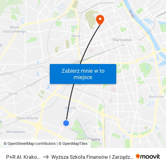 P+R Al. Krakowska 16 to Wyższa Szkoła Finansów I Zarządzania W Warszawie map