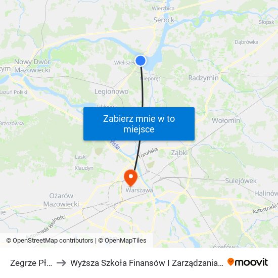 Zegrze Płd. 01 to Wyższa Szkoła Finansów I Zarządzania W Warszawie map