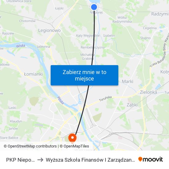 PKP Nieporęt 01 to Wyższa Szkoła Finansów I Zarządzania W Warszawie map