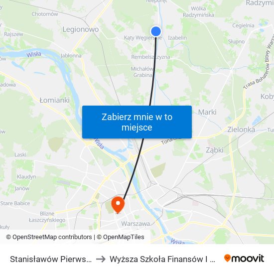 Stanisławów Pierwszy Aleksandrów 01 to Wyższa Szkoła Finansów I Zarządzania W Warszawie map