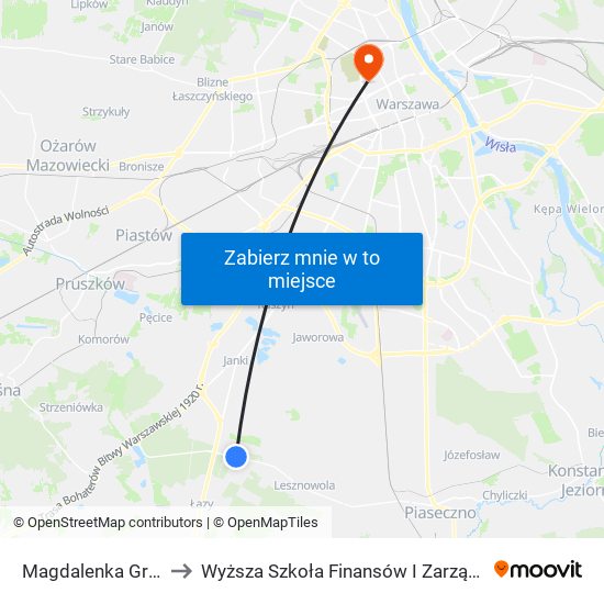 Magdalenka Graniczna 01 to Wyższa Szkoła Finansów I Zarządzania W Warszawie map