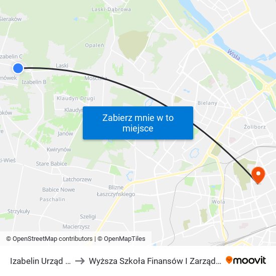 Izabelin Urząd Gminy 01 to Wyższa Szkoła Finansów I Zarządzania W Warszawie map