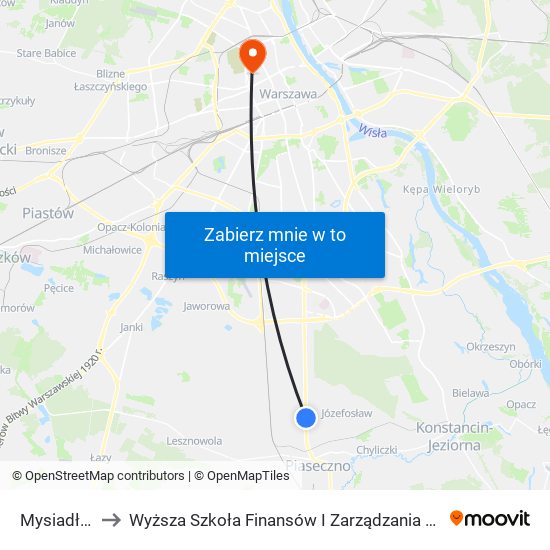 Mysiadło 01 to Wyższa Szkoła Finansów I Zarządzania W Warszawie map