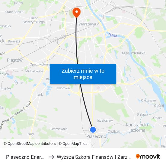 Piaseczno Energetyczna to Wyższa Szkoła Finansów I Zarządzania W Warszawie map