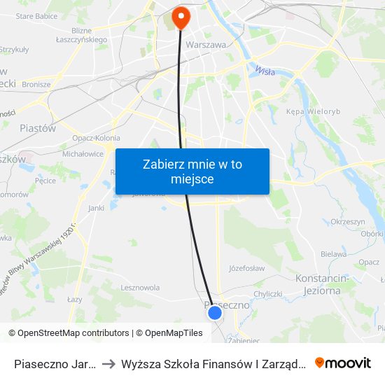 Piaseczno Jarząbka 01 to Wyższa Szkoła Finansów I Zarządzania W Warszawie map