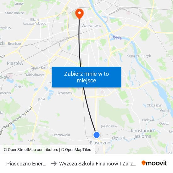 Piaseczno Energetyczna 02 to Wyższa Szkoła Finansów I Zarządzania W Warszawie map