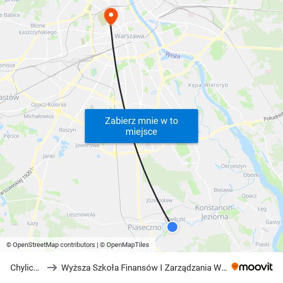 Chylice 01 to Wyższa Szkoła Finansów I Zarządzania W Warszawie map