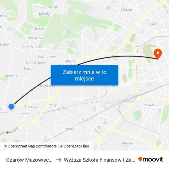 Ożarów Mazowiecki Starostwo to Wyższa Szkoła Finansów I Zarządzania W Warszawie map