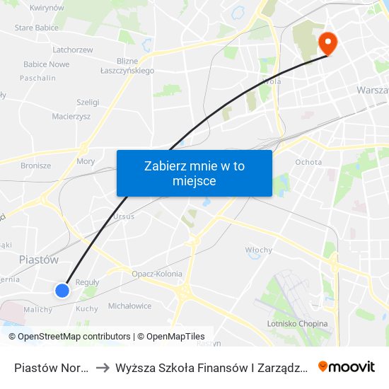 Piastów Norwida 01 to Wyższa Szkoła Finansów I Zarządzania W Warszawie map